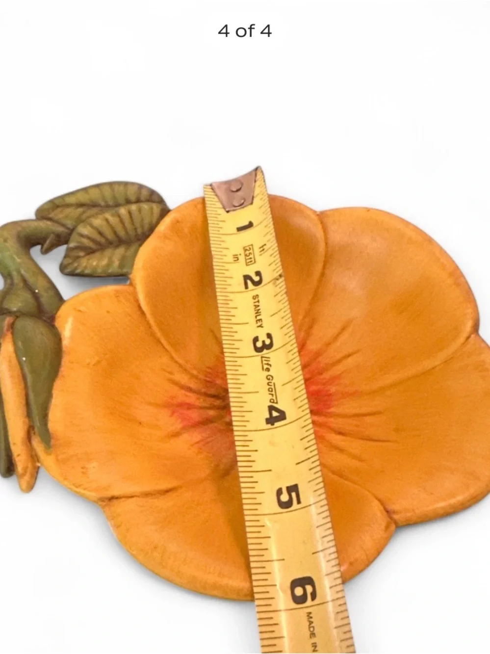 Yellow  flower ceramic dish with Green Leaves